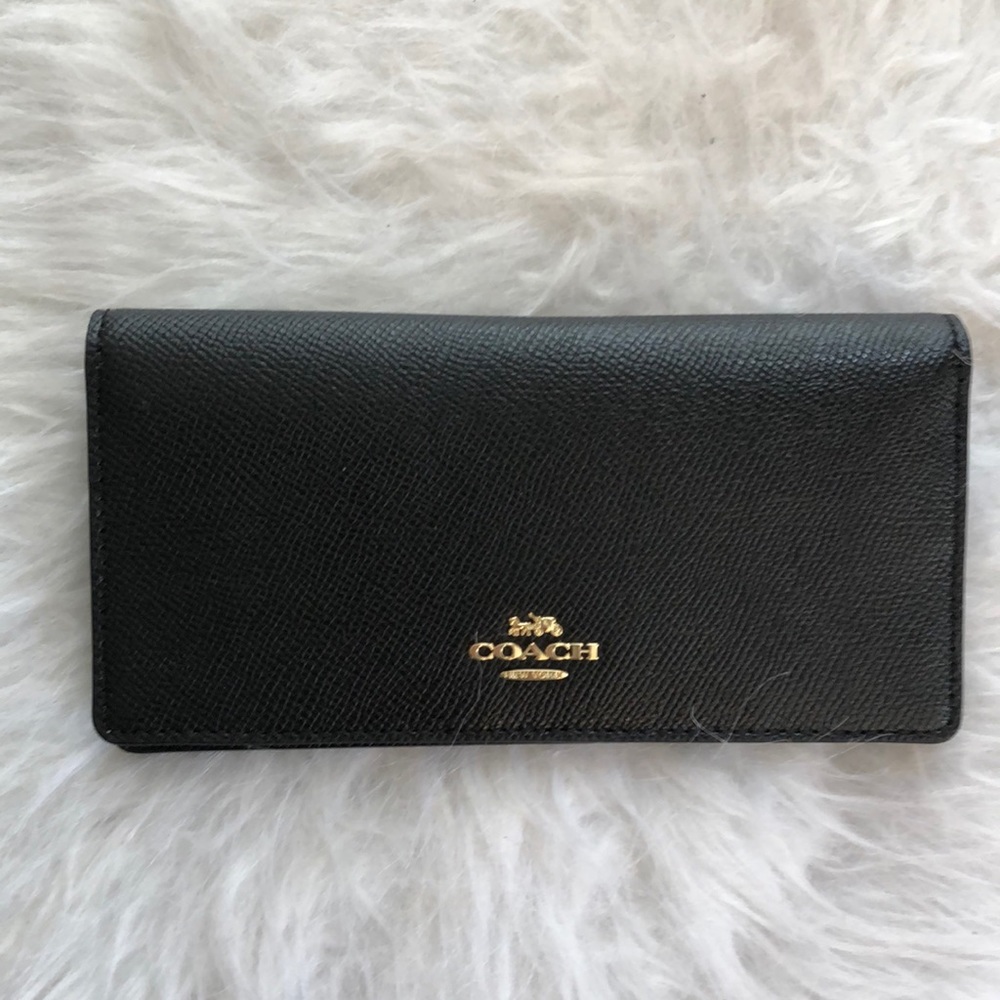 Coach black checkbook cover